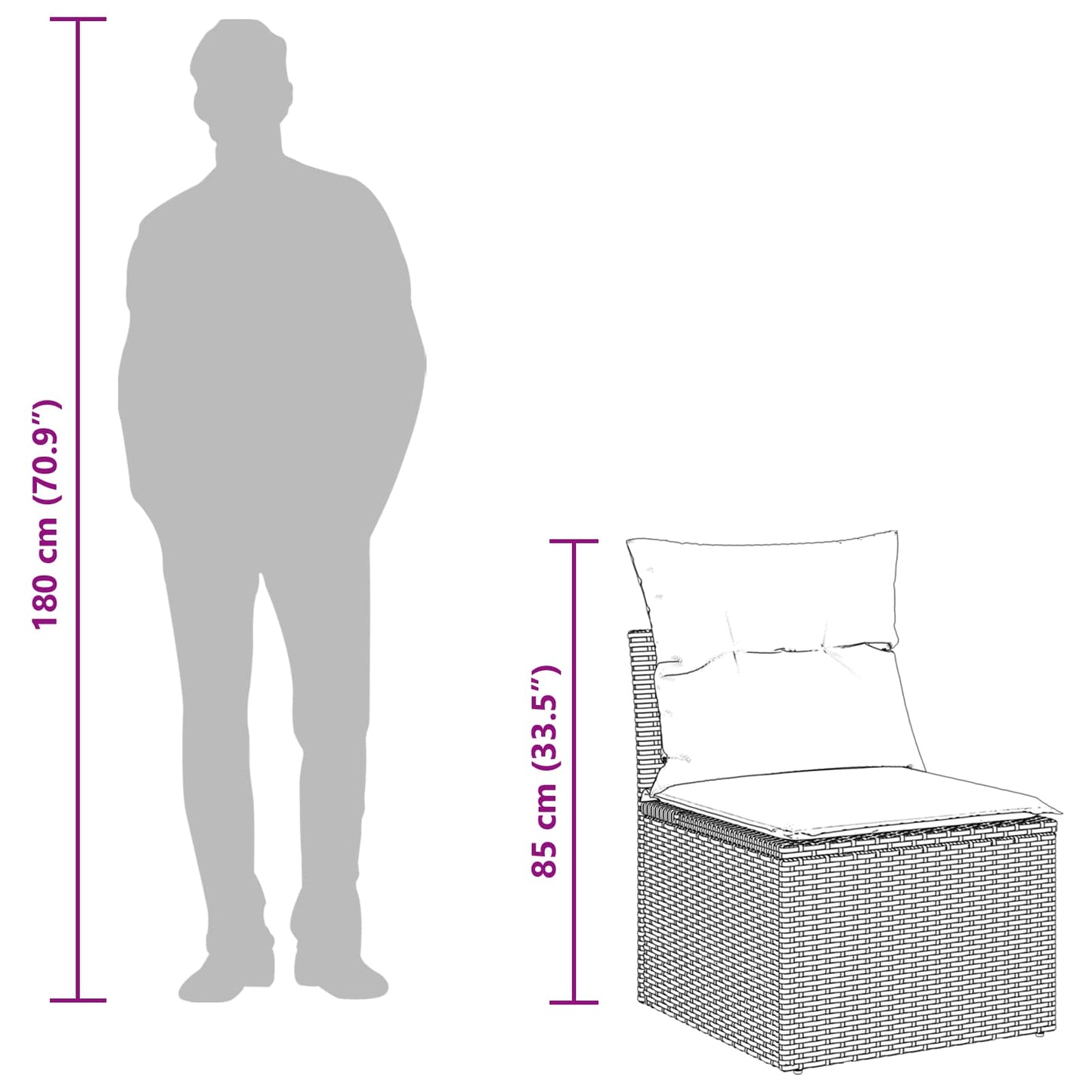 Sofa Set mit Kissen mit Speicher Hellgrau Poly-Rattan