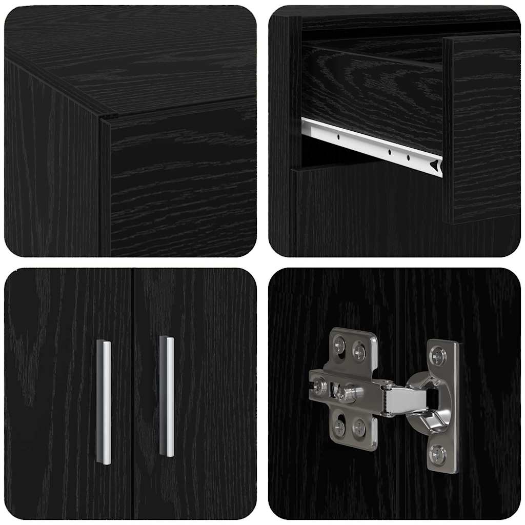Badschrank Schwarz Eichen-Optik 80 x 42,5 x 93,5 cm