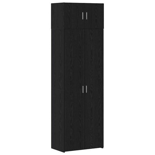 Badschrank Schwarz Eichen-Optik 70 x 42,5 x 225 cm