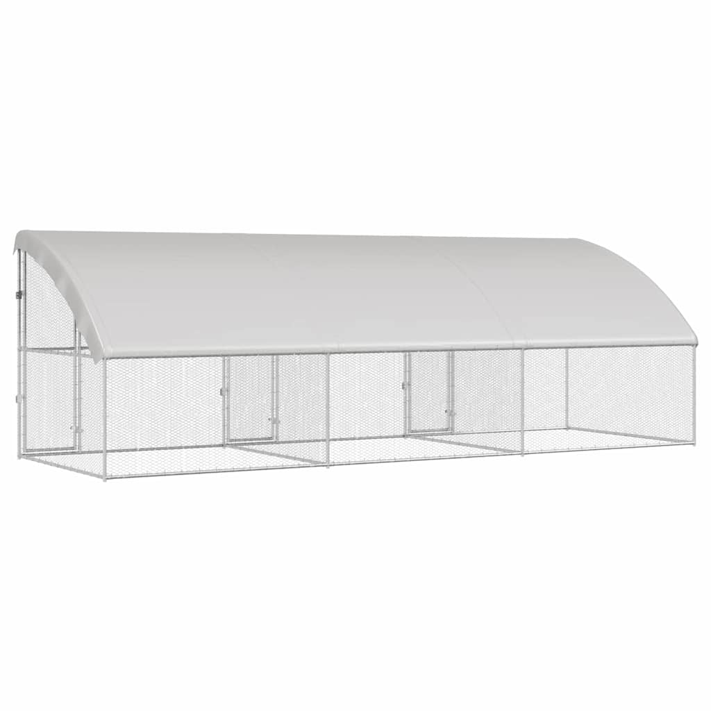 Hühnerkäfig Silber 600 x 200 x 198.5 cm Verzinkter Stahl