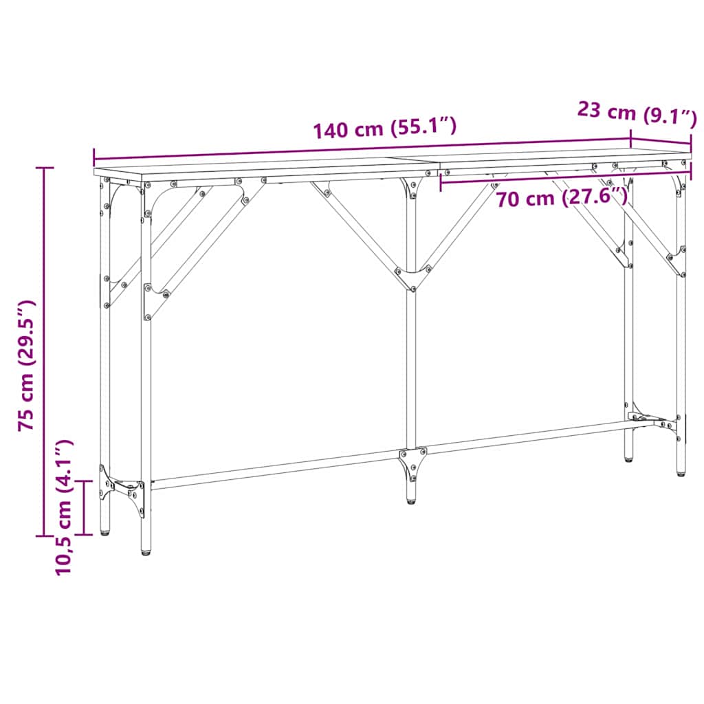 Konsolentisch Altholz 140 x 23 x 75 cm Schichtholz und Metall