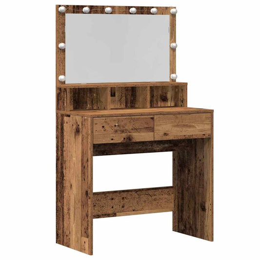 Schminktisch mit Regal Altholz 80 x 41 x 134,5 cm Holzwerkstoff
