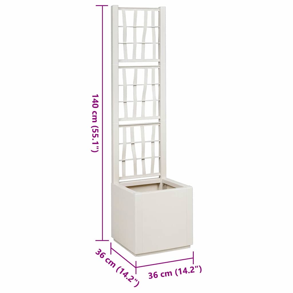 Gartenblumentopf Weiß 36 x 36 x 140 cm Polypropylen