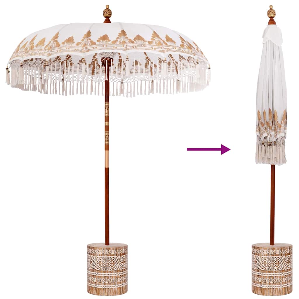 Balinesischer Sonnenschirm Creme 180-190 cm