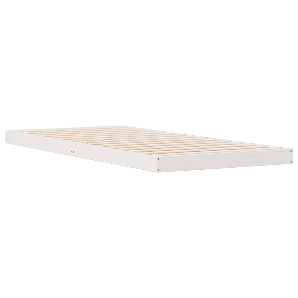 Bodenbettgestell Weiß 80 x 210 cm Massivholz Kiefer