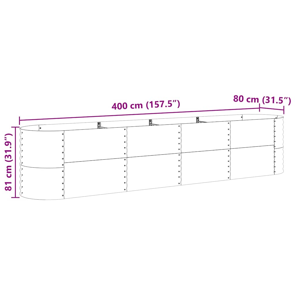 Garten-Hochbeet Braun 400 x 80 x 81 cm Stahl