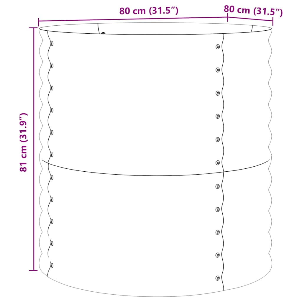 Garten-Hochbeet Braun 80 x 80 x 81 cm Stahl