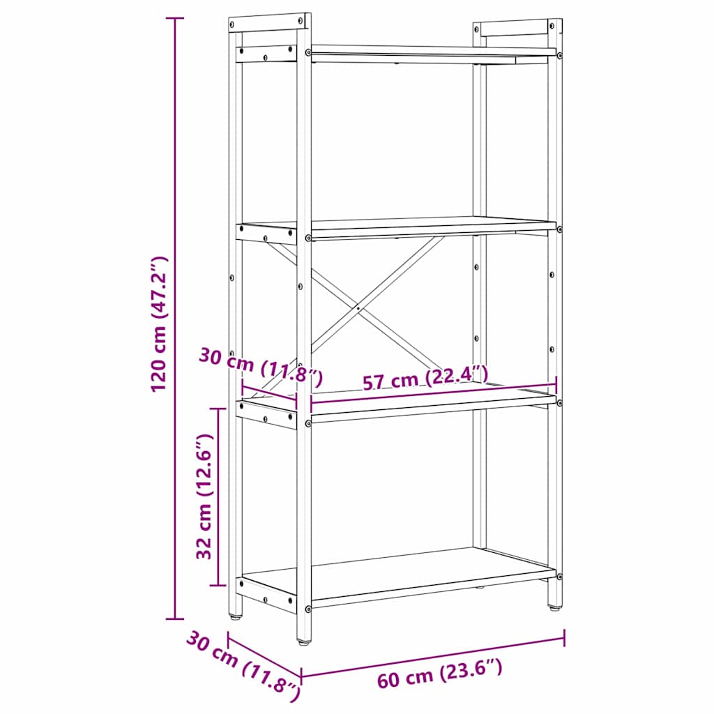 Bücherregal Artisan-Eiche 60 x 30 x 118 cm Holzwerkstoff