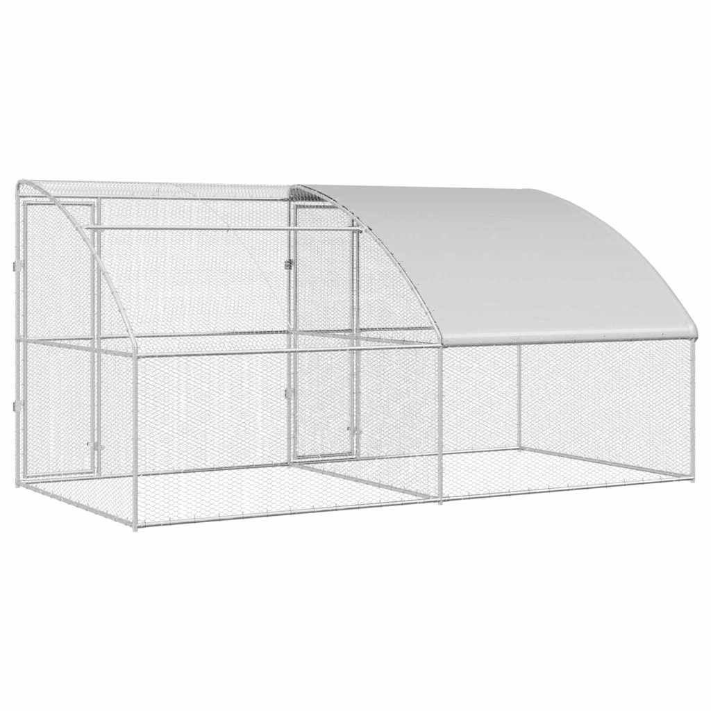 Hühnerkäfig Silber 400 x 200 x 198.5 cm Verzinkter Stahl