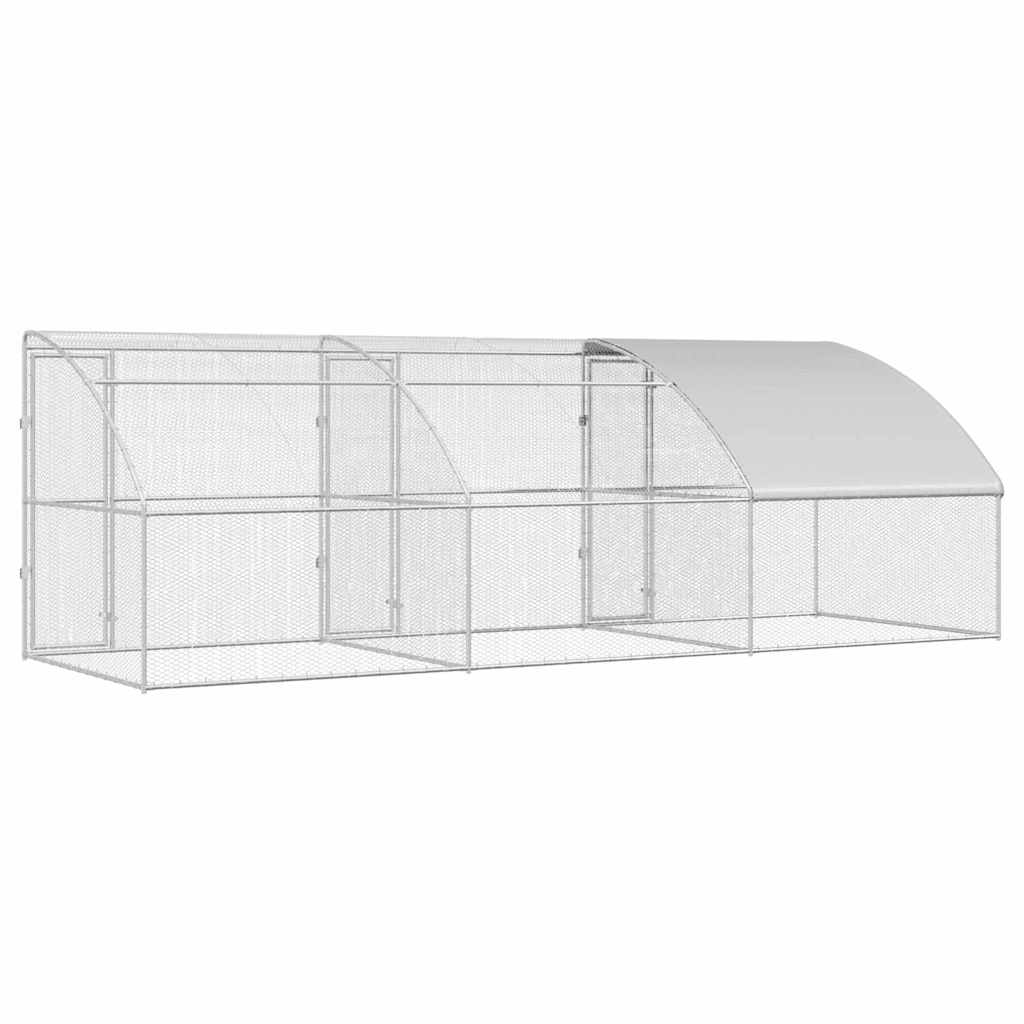 Hühnerkäfig Silber 600 x 200 x 198.5 cm Verzinkter Stahl