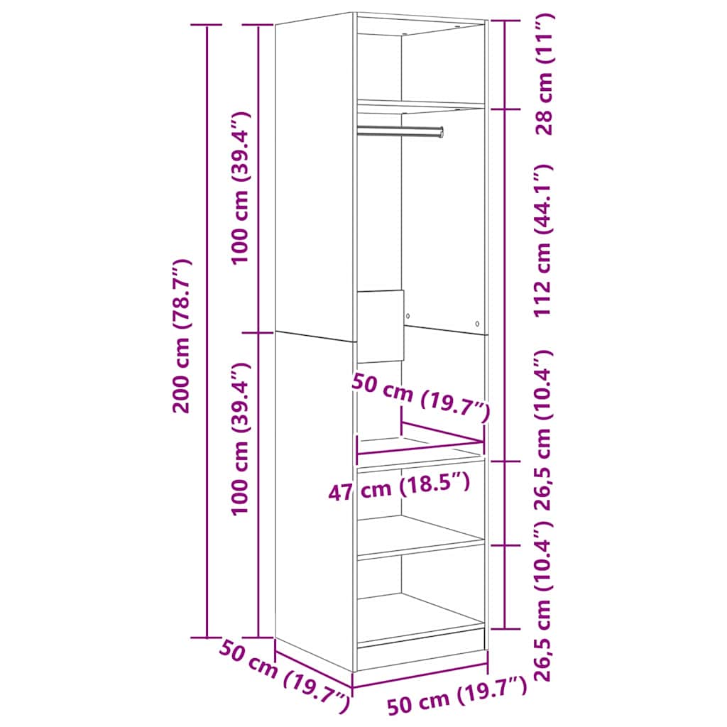 Kleiderschrank mit Regal Artisan-Eiche Holzwerkstoff