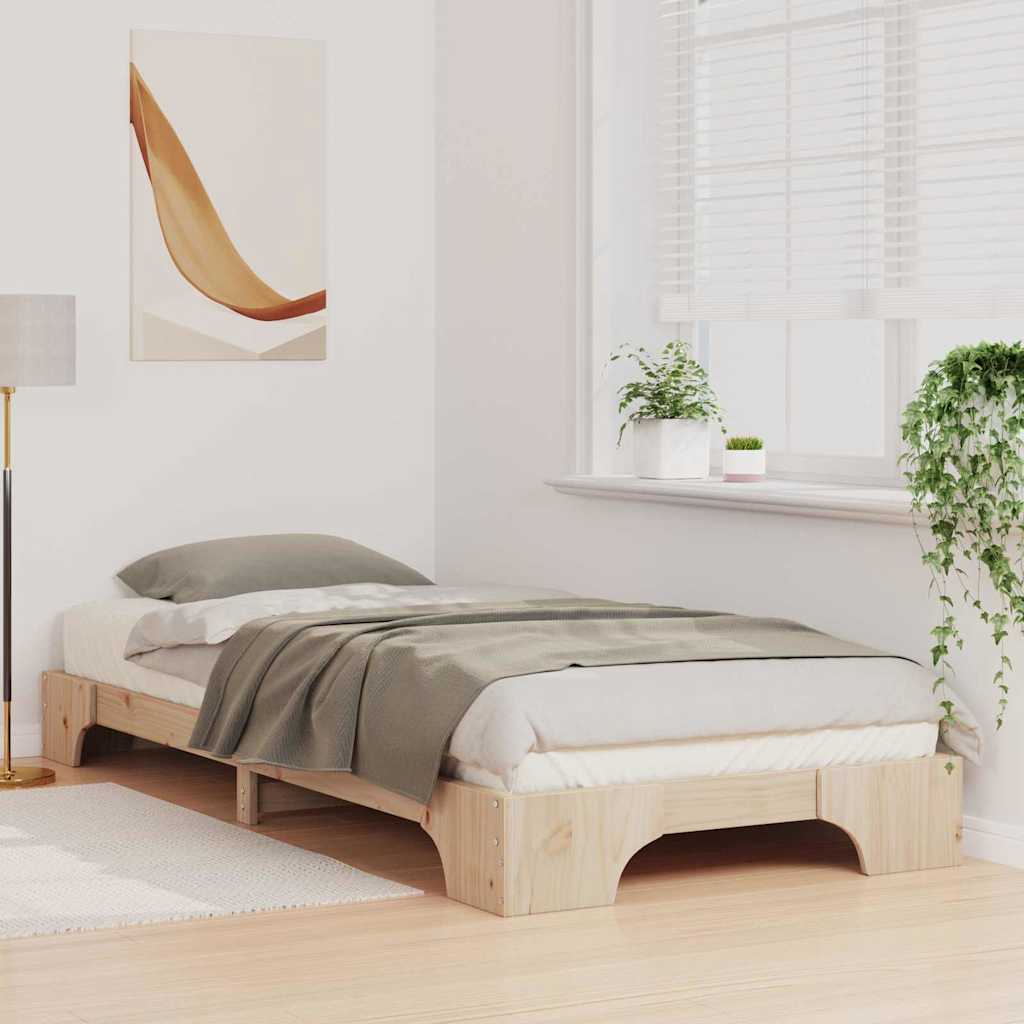 Bodenbettgestell mit Speicher Braun 100 x 210 cm Holz