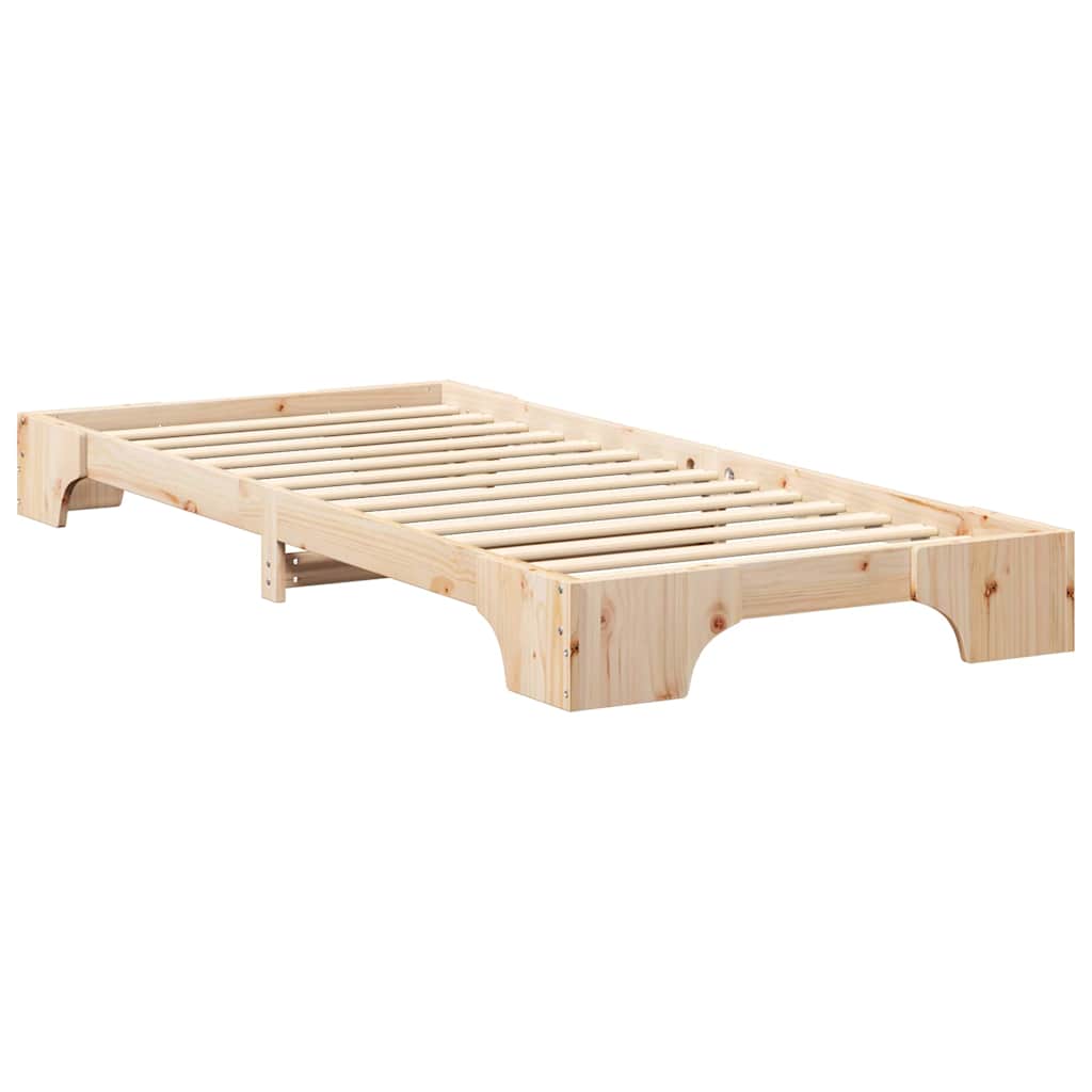 Bodenbettgestell mit Speicher Braun 100 x 210 cm Holz