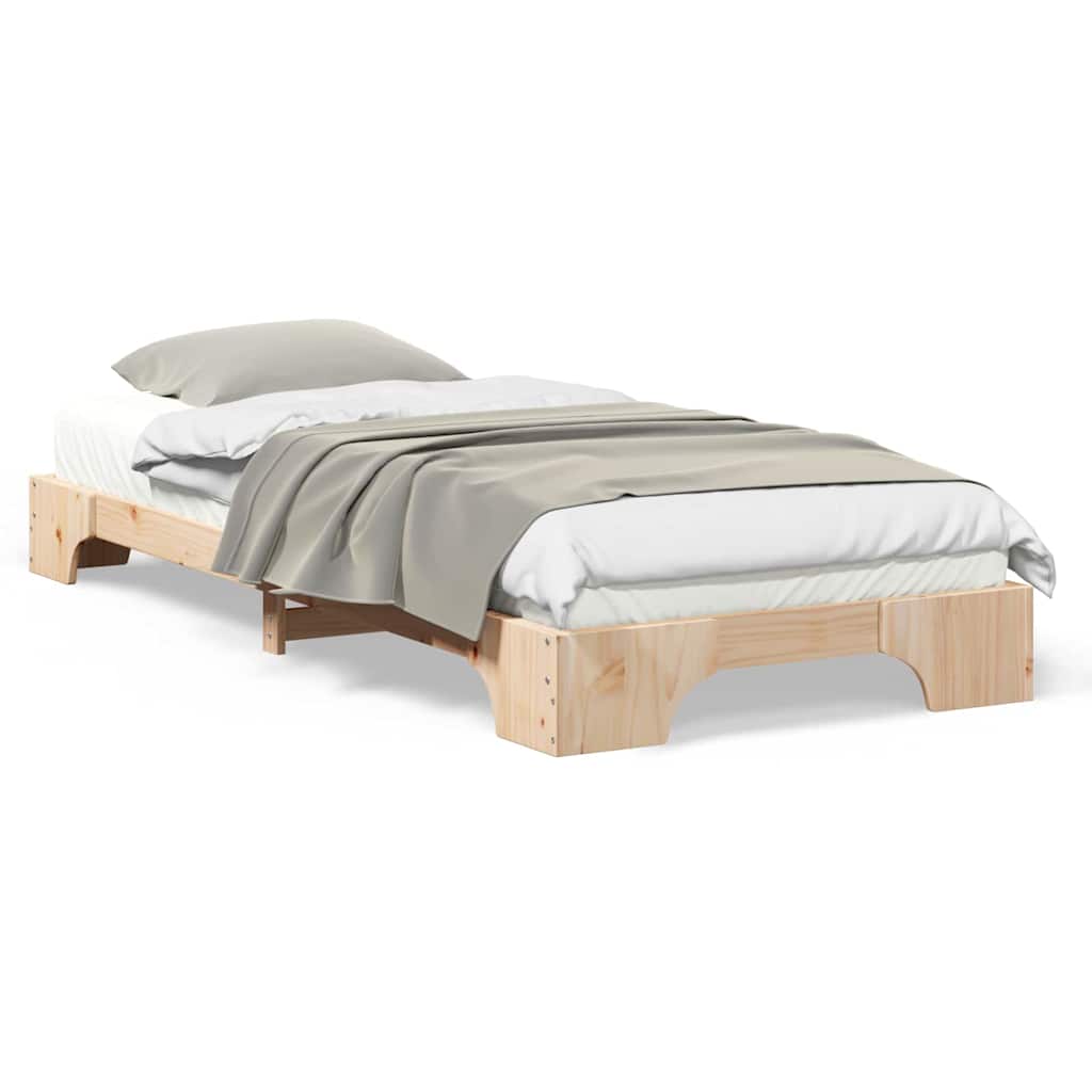 Bodenbettgestell mit Speicher Braun 100 x 210 cm Holz