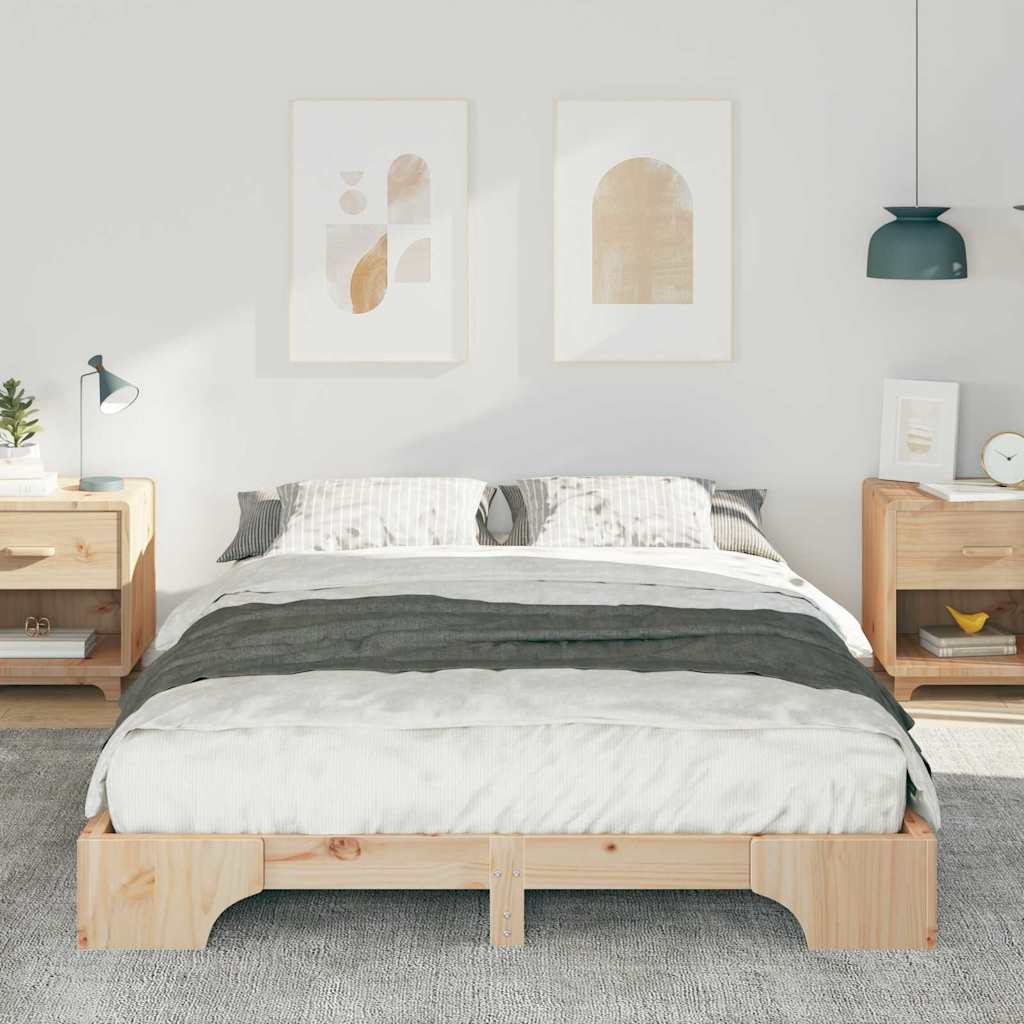 Bodenbettgestell mit Speicher Braun 140 x 210 cm Holz
