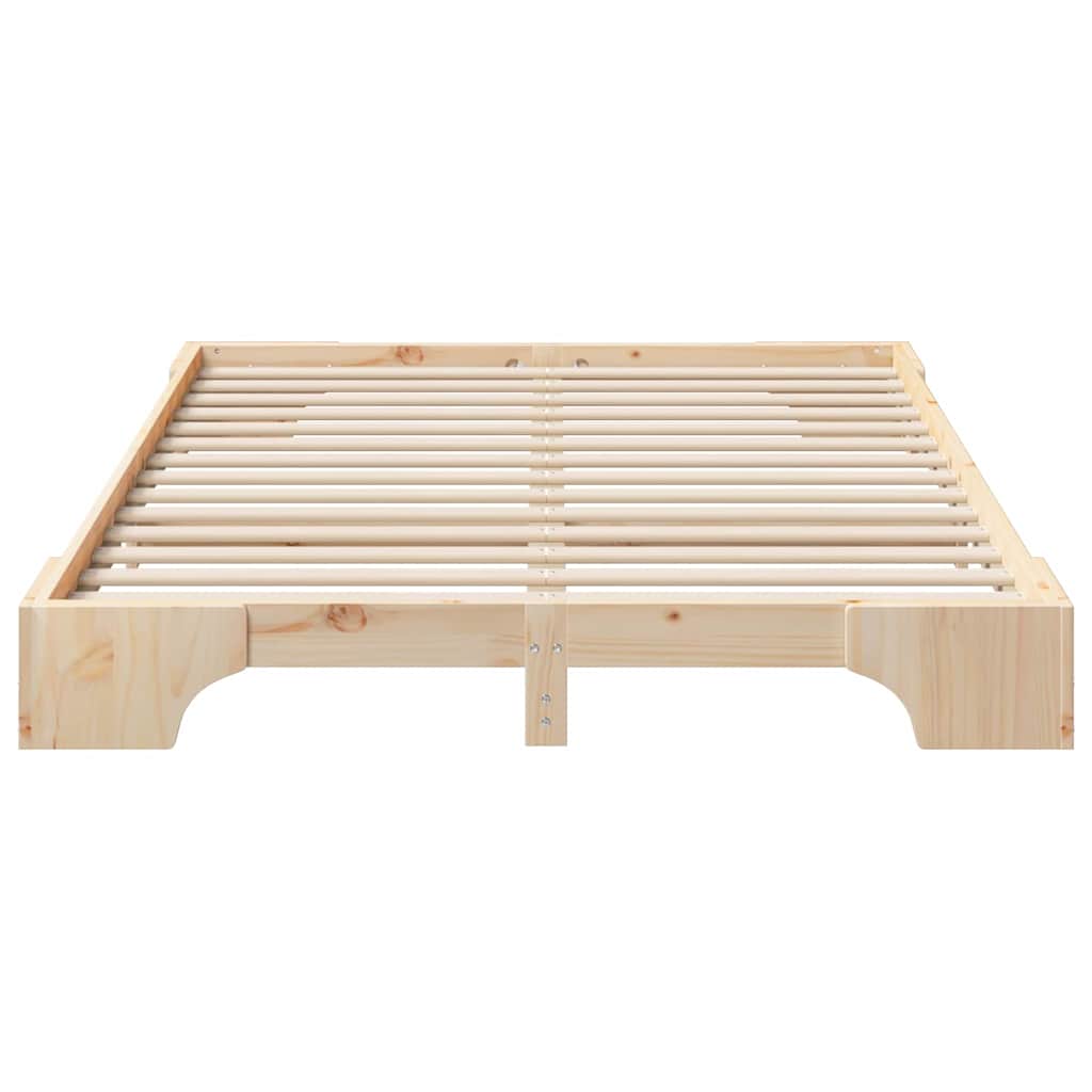 Bodenbettgestell mit Speicher Braun 140 x 210 cm Holz