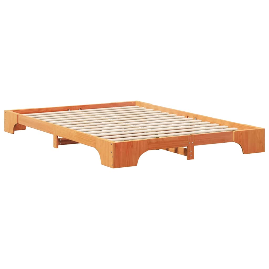 Bodenbettgestell mit Speicher Braun 140 x 210 cm Holz