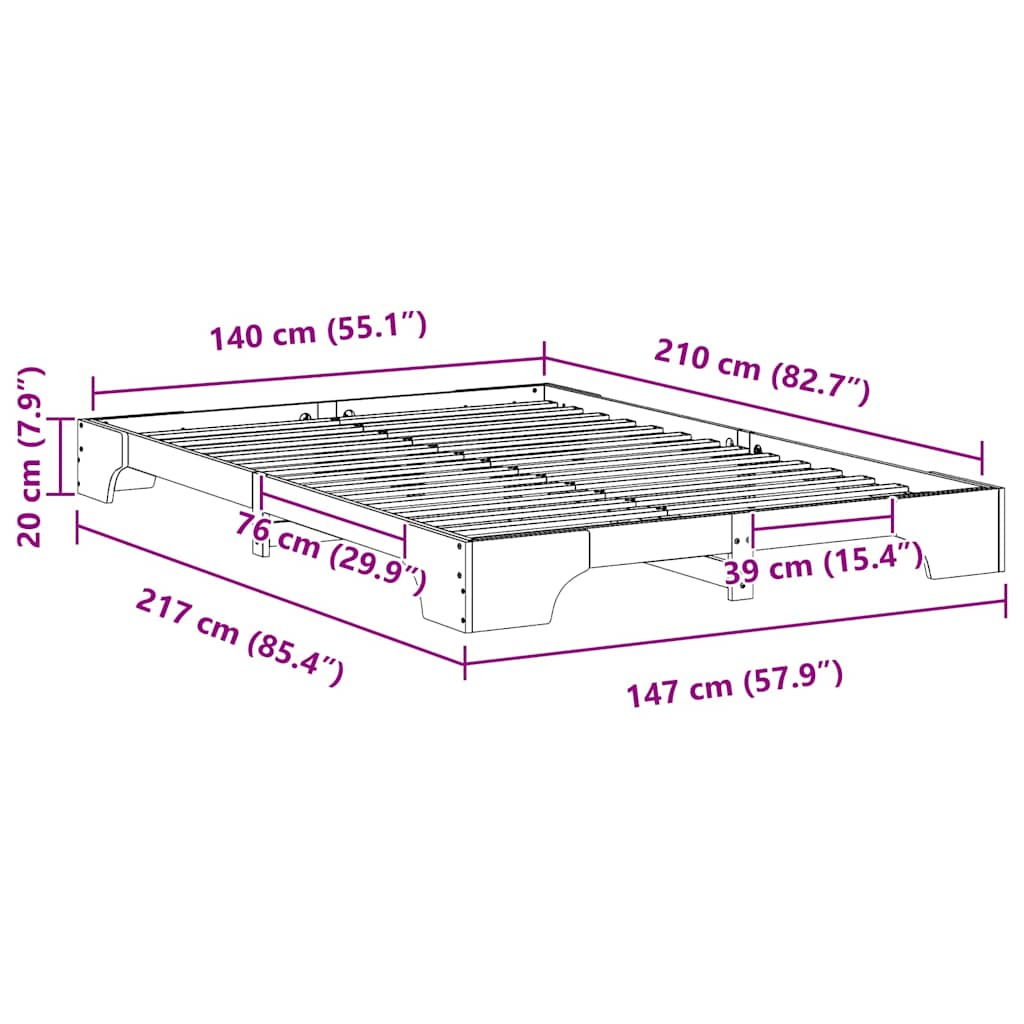 Bodenbettgestell mit Speicher Braun 140 x 210 cm Holz