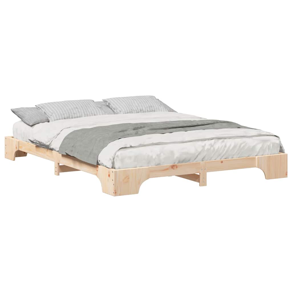 Bodenbettgestell mit Speicher Braun 160 x 210 cm Holz