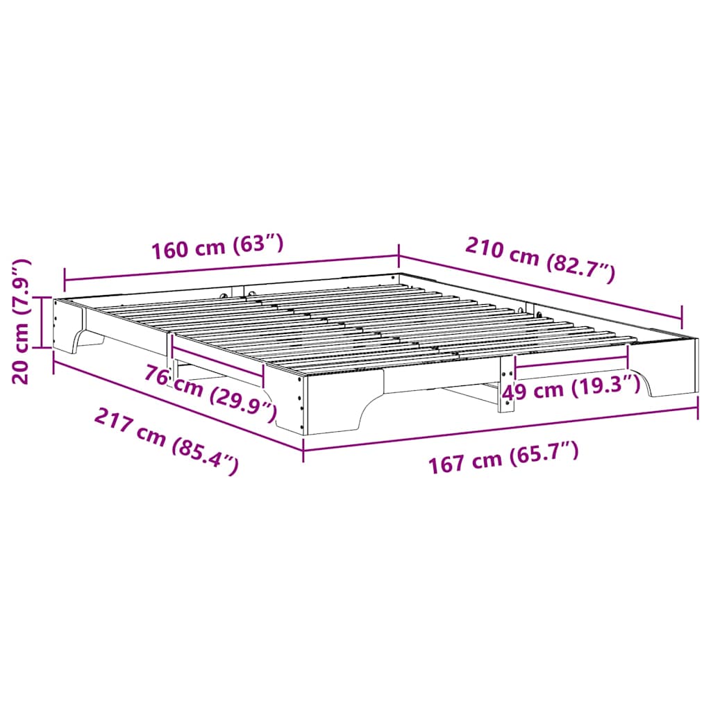 Bodenbettgestell mit Speicher Braun 160 x 210 cm Holz