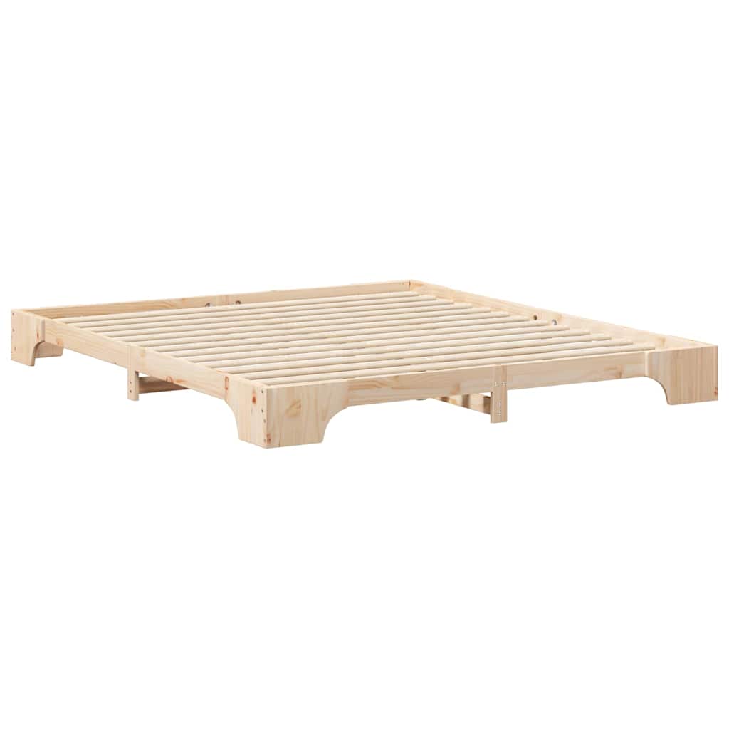 Bodenbettgestell Braun 180 x 210 cm Massivholz Kiefer