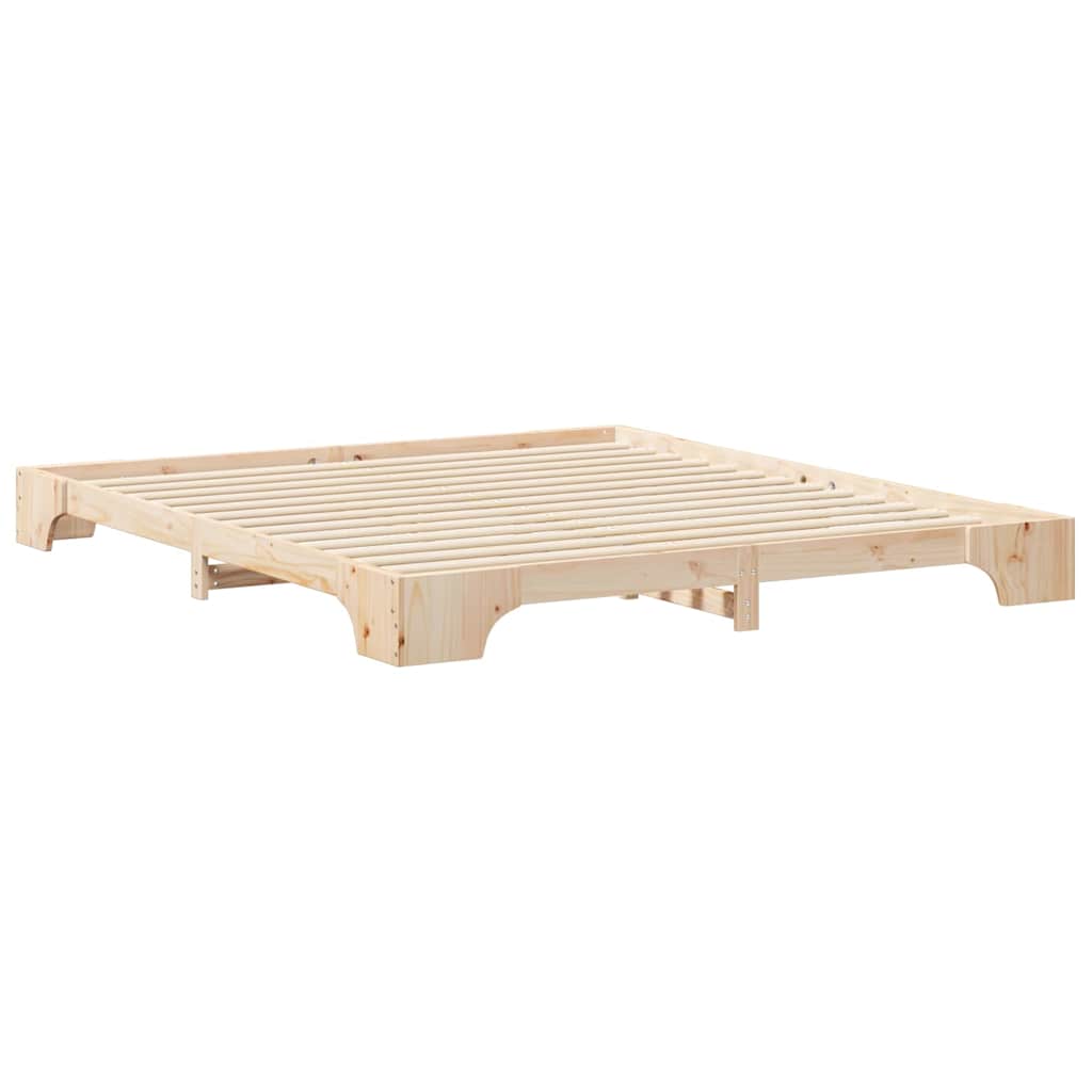 Bodenbettgestell Braun 180 x 210 cm Massivholz Kiefer