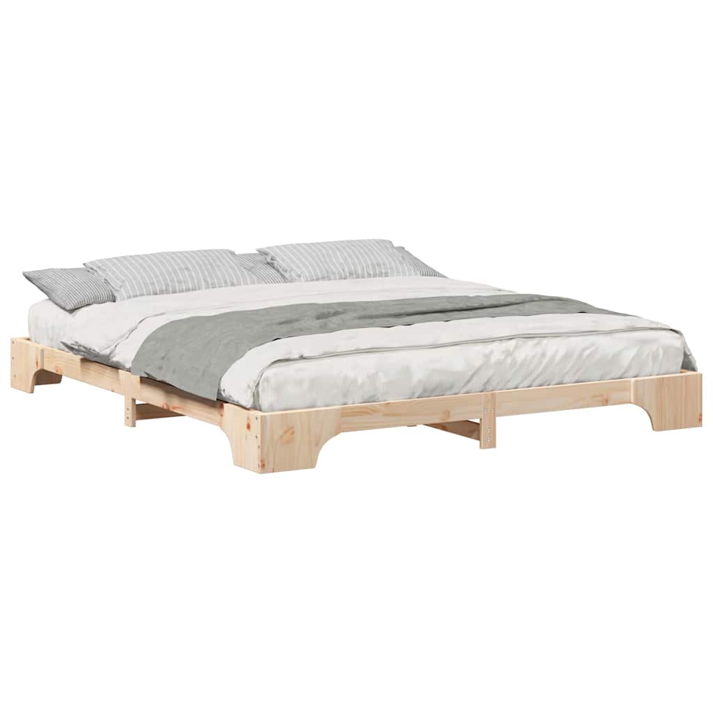 Bodenbettgestell Braun 180 x 210 cm Massivholz Kiefer