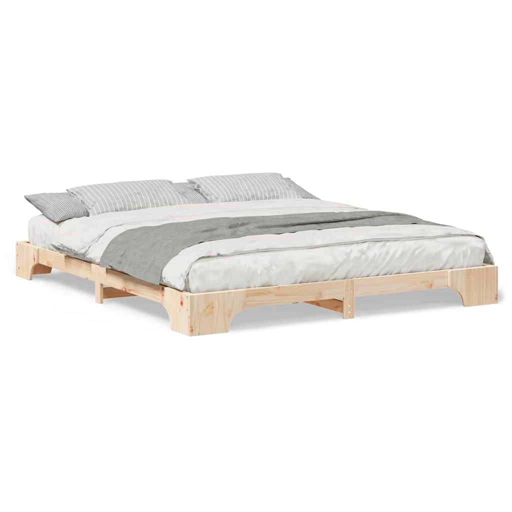 Bodenbettgestell Braun 180 x 210 cm Massivholz Kiefer