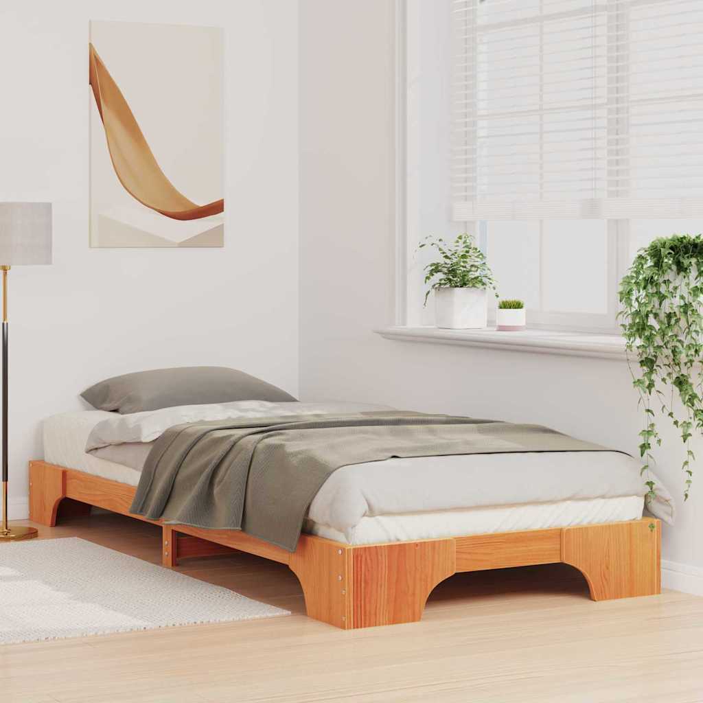 Bodenbettgestell mit Speicher Braun 80 x 220 cm Holz