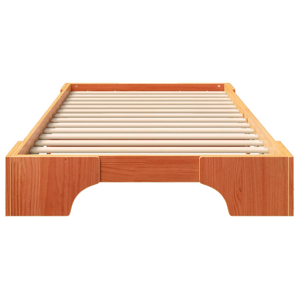 Bodenbettgestell mit Speicher Braun 80 x 220 cm Holz