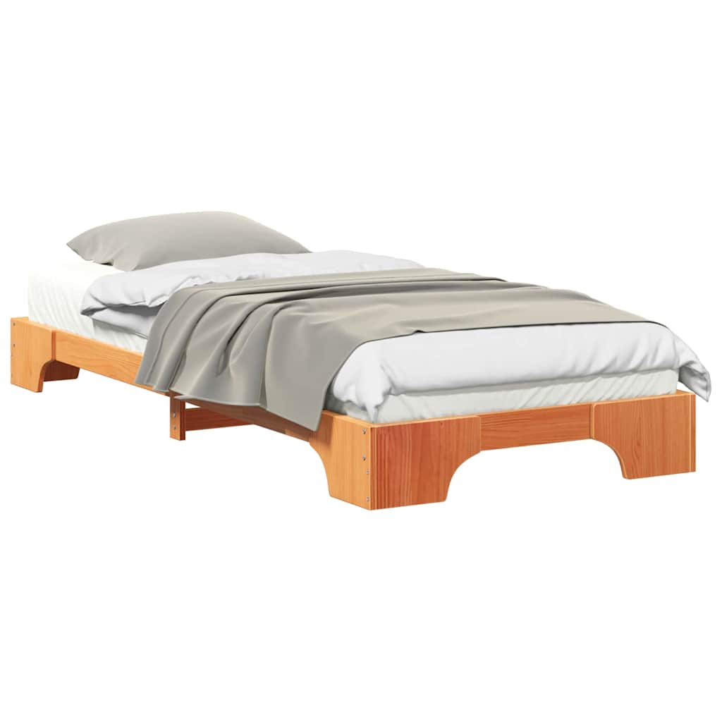 Bodenbettgestell mit Speicher Braun 80 x 220 cm Holz