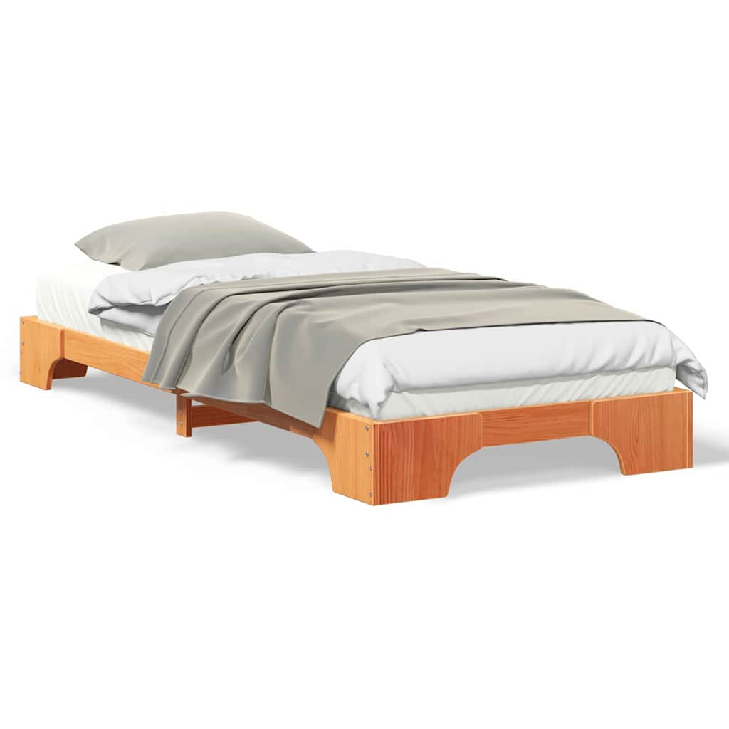 Bodenbettgestell mit Speicher Braun 80 x 220 cm Holz