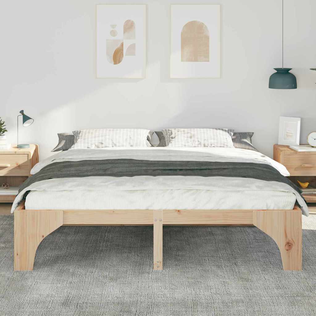 Bodenbettgestell Braun 200 x 200 cm Massivholz Kiefer