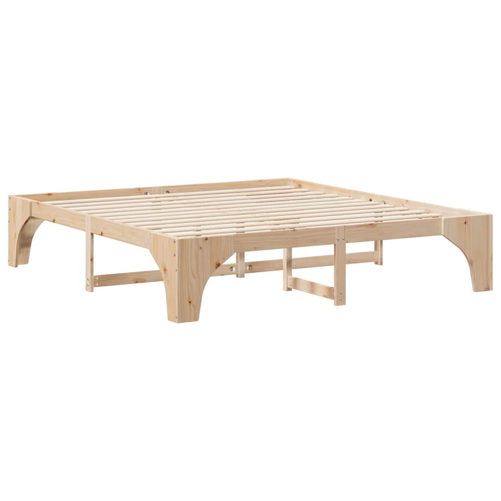Bodenbettgestell Braun 200 x 200 cm Massivholz Kiefer