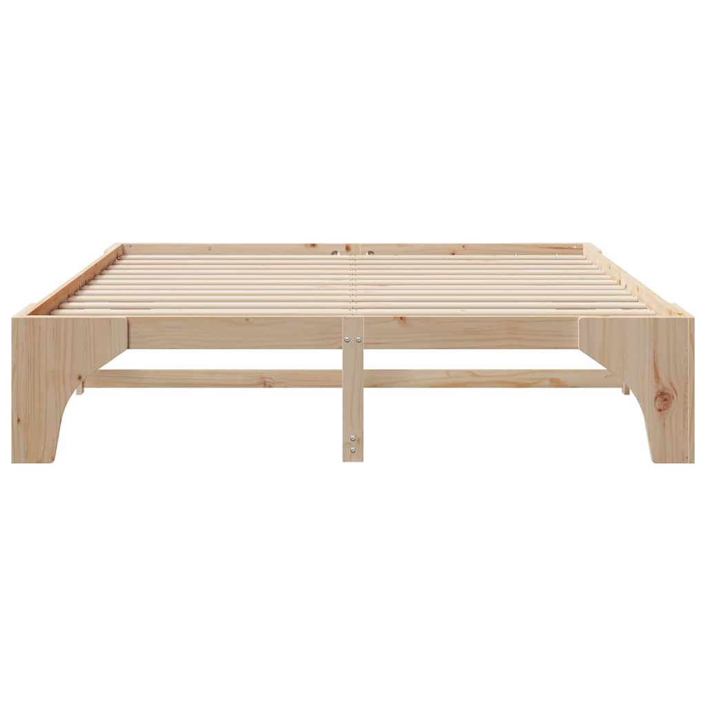 Bodenbettgestell Braun 200 x 200 cm Massivholz Kiefer
