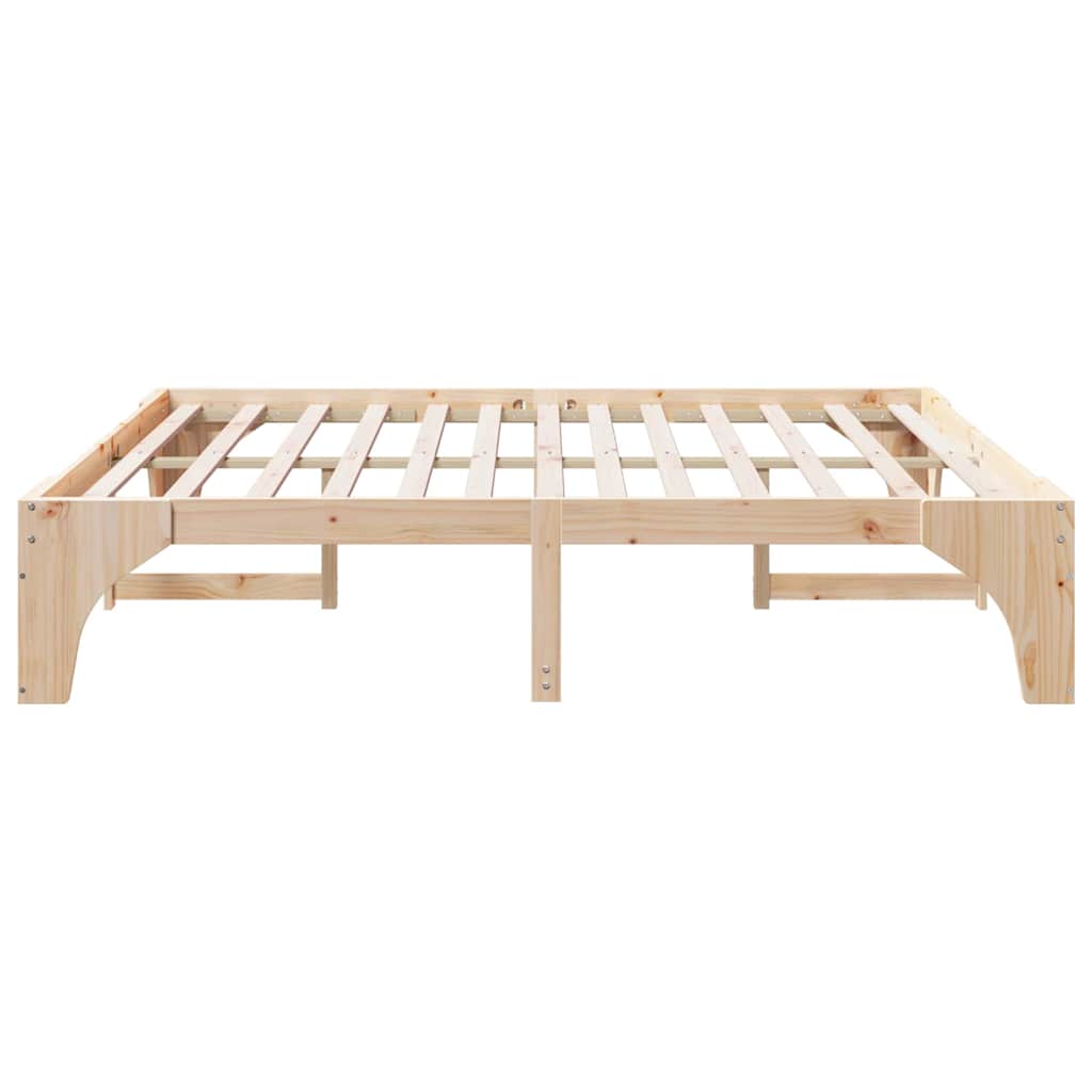 Bodenbettgestell Braun 200 x 200 cm Massivholz Kiefer