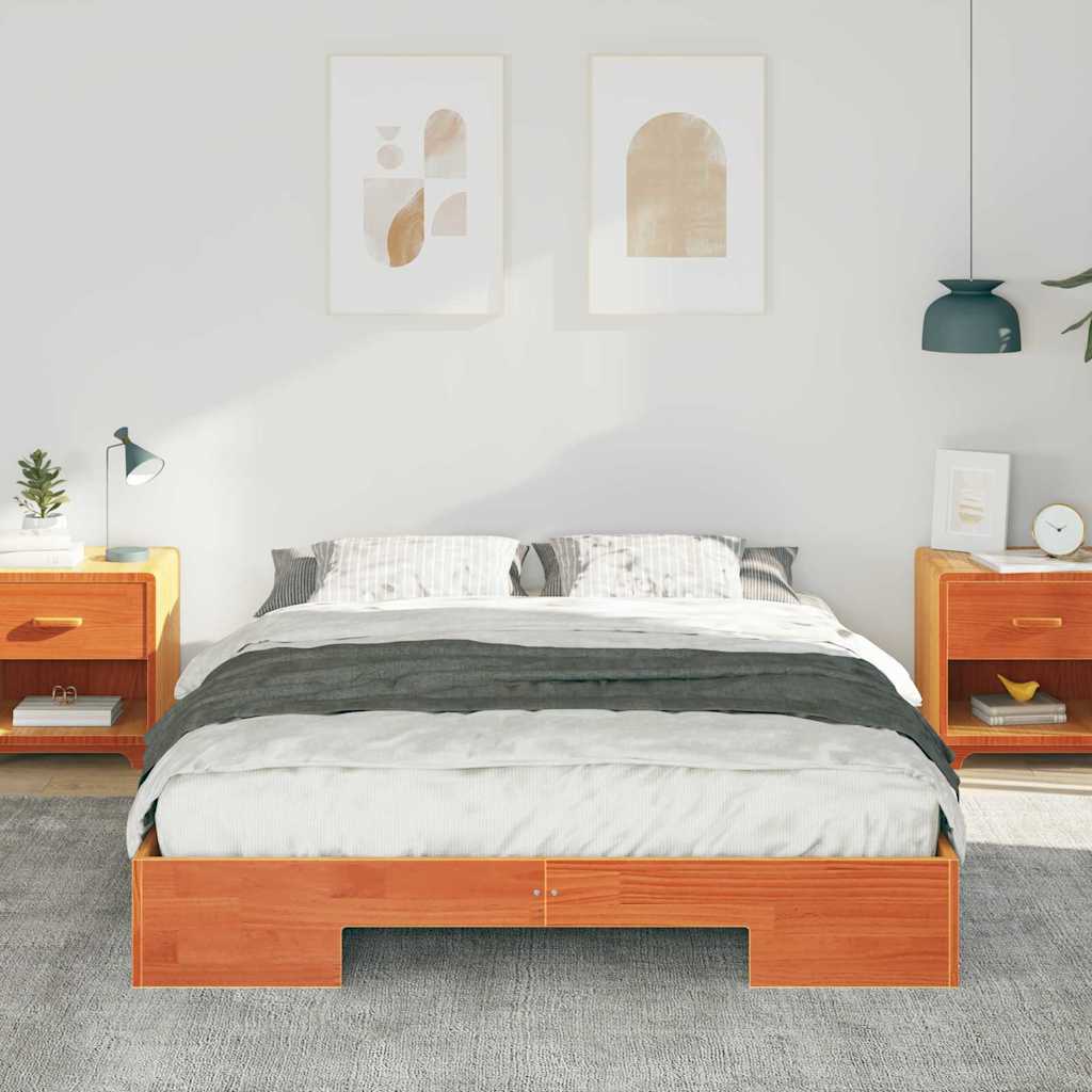 Bodenbettgestell Braun 160 x 200 cm Massivholz Kiefer