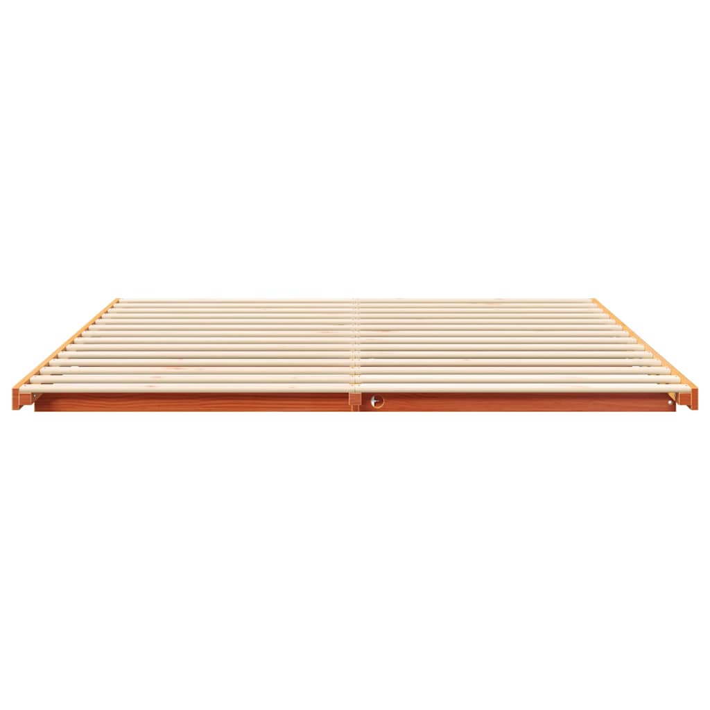 Bodenbettgestell Wachsbraun 200 x 200 cm Massivholz Kiefer