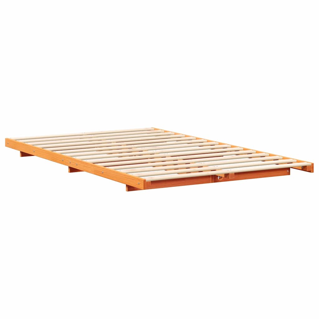 Bodenbettgestell Wachsbraun 120 x 200 cm Massivholz Kiefer