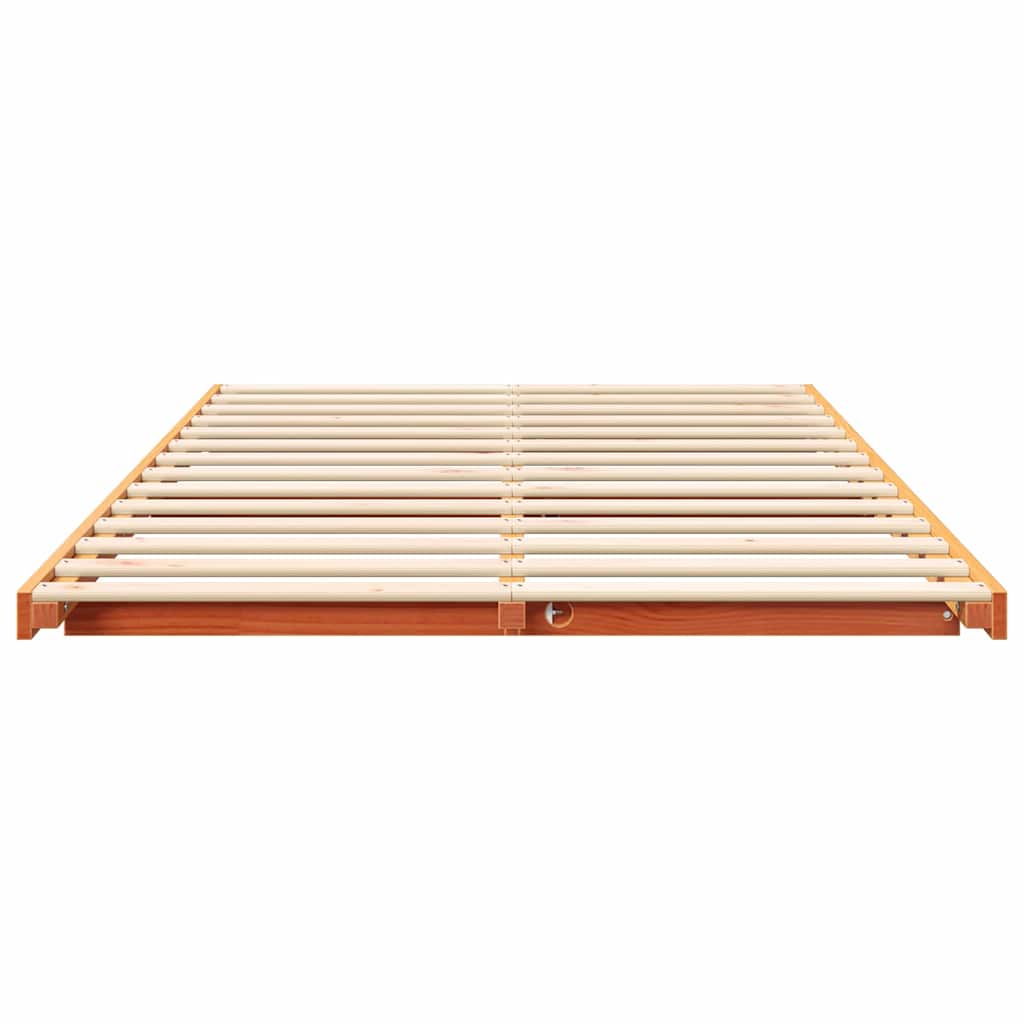 Bodenbettgestell Wachsbraun 120 x 200 cm Massivholz Kiefer