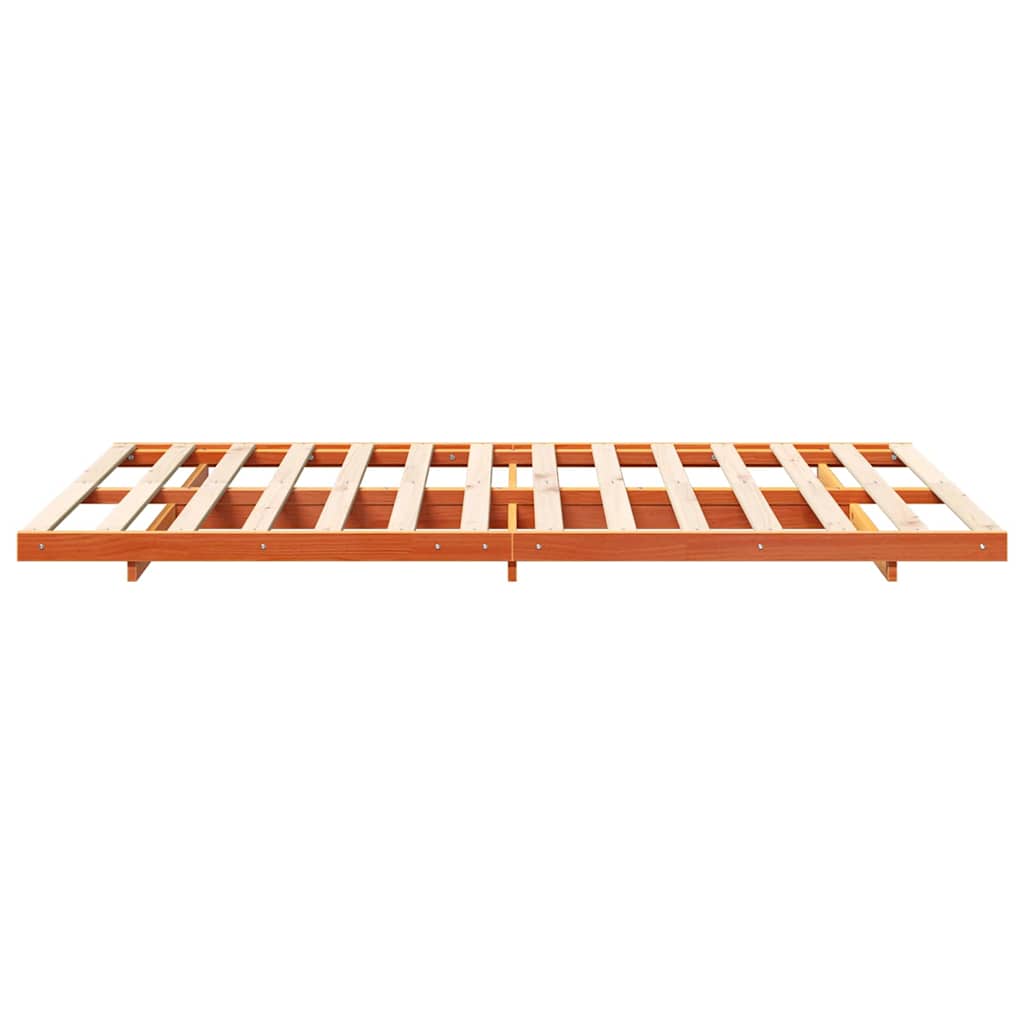 Bodenbettgestell Wachsbraun 120 x 200 cm Massivholz Kiefer