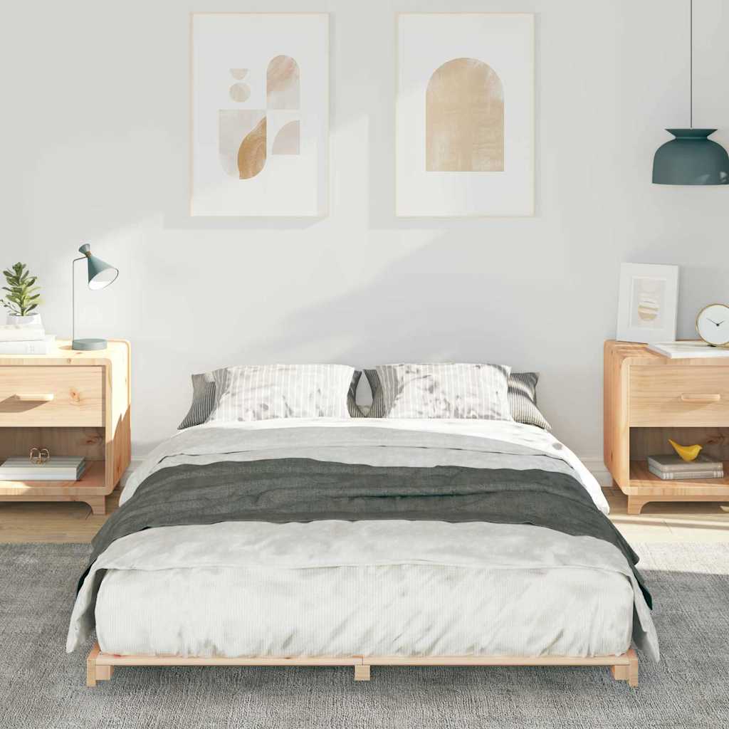 Bodenbettgestell Braun 140 x 190 cm Massivholz Kiefer