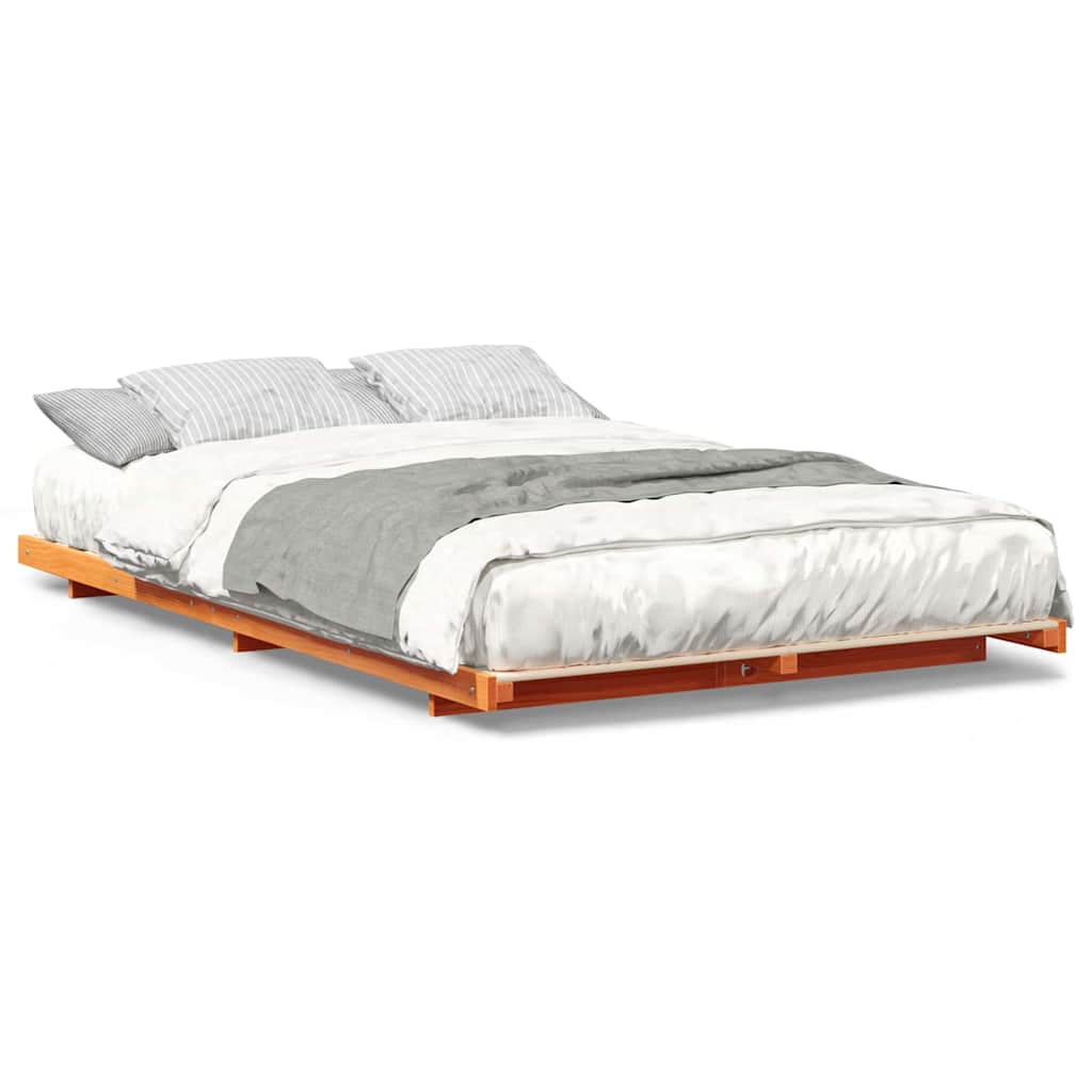 Bodenbettgestell Wachsbraun 140 x 190 cm Massivholz Kiefer