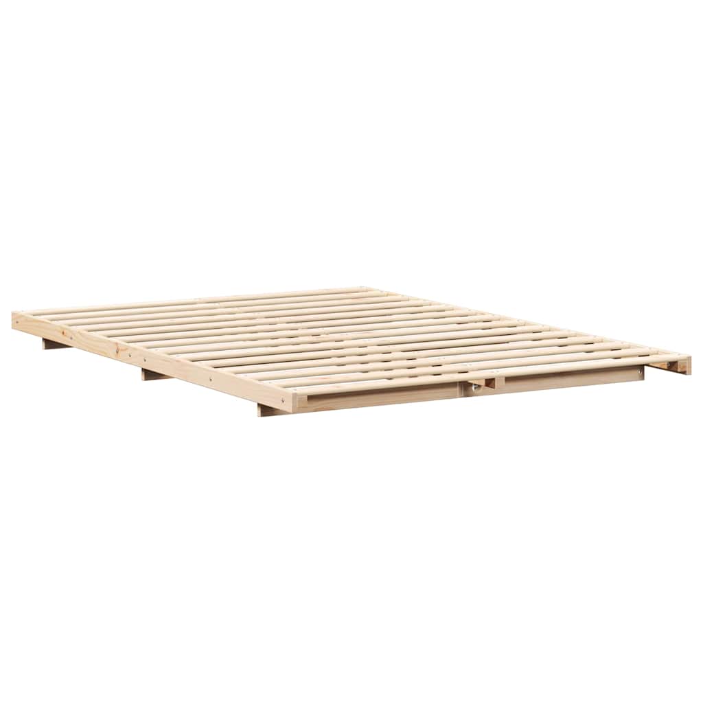 Bodenbettgestell Braun 140 x 210 cm Massivholz Kiefer
