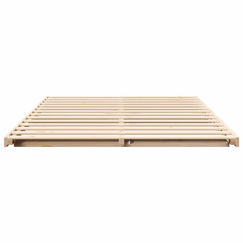 Bodenbettgestell Braun 140 x 210 cm Massivholz Kiefer