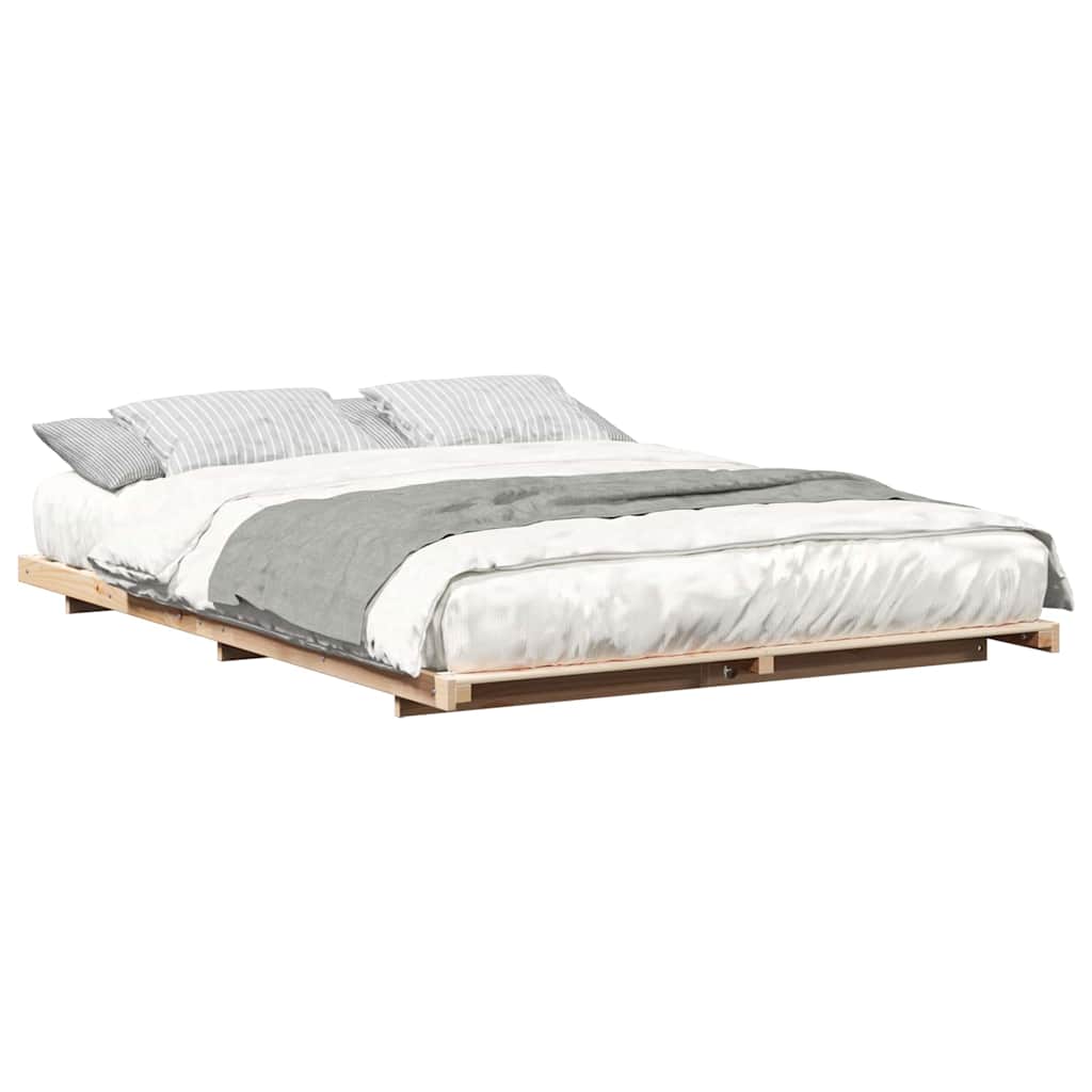 Bodenbettgestell Braun 140 x 210 cm Massivholz Kiefer