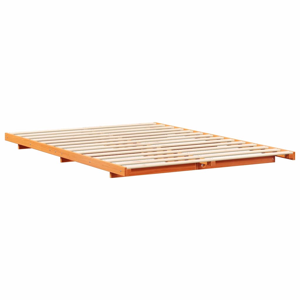 Bodenbettgestell Wachsbraun 160 x 210 cm Massivholz Kiefer
