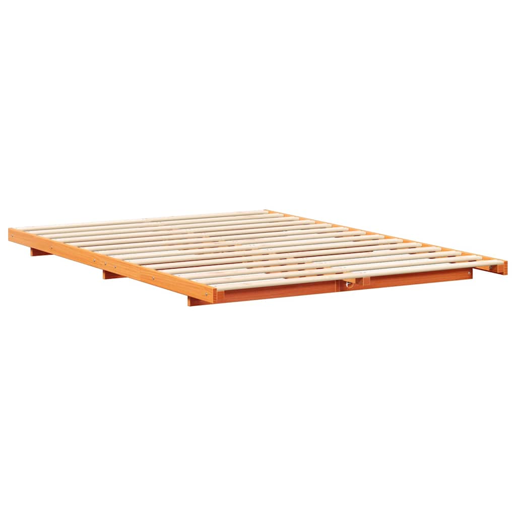 Bodenbettgestell Wachsbraun 160 x 210 cm Massivholz Kiefer