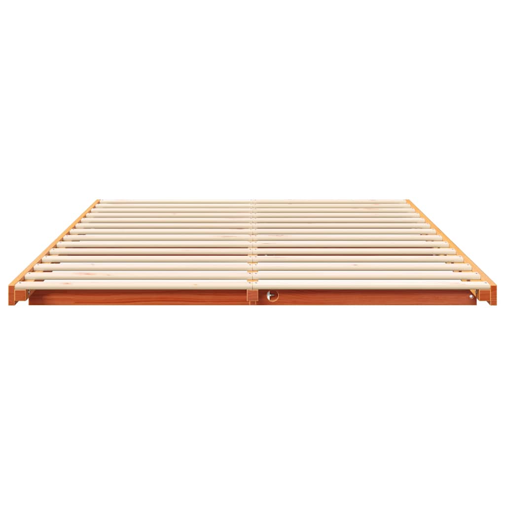 Bodenbettgestell Wachsbraun 160 x 210 cm Massivholz Kiefer