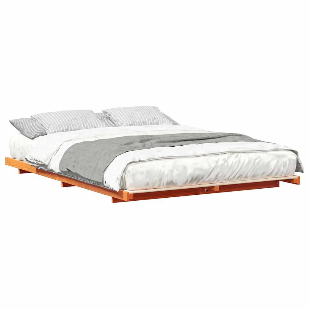 Bodenbettgestell Wachsbraun 160 x 210 cm Massivholz Kiefer